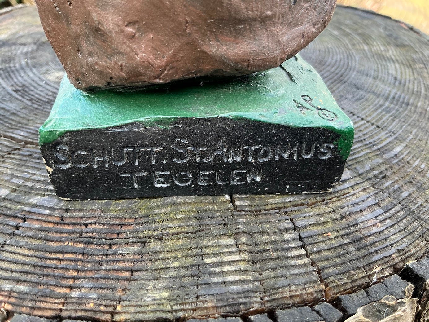 Stenen Beeld Sint-Antonius Abt met Varken – Schutt St. Anthonius Tegelen – Zwaar Heiligenbeeld – Binnen/Buiten – Katholiek Religieus Decor