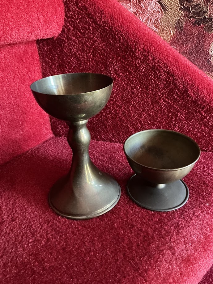 Antieke Koperen Kelk & Ciborie 1920-1930 | Religieus Priester Set | Belgisch Antiek