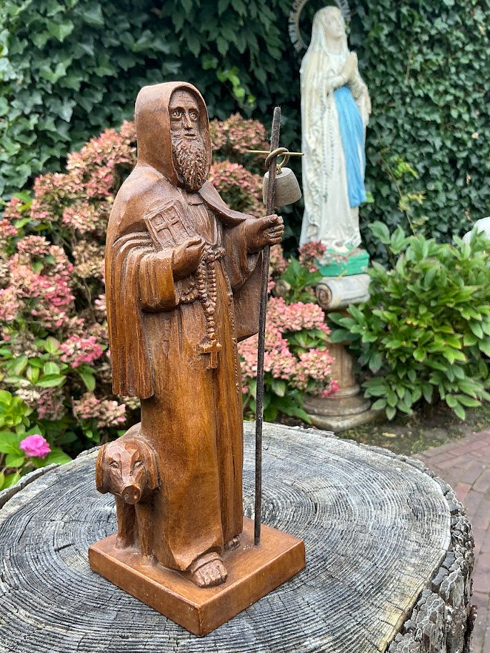 Única imagen de madera de San Antonio Abad con cerdo