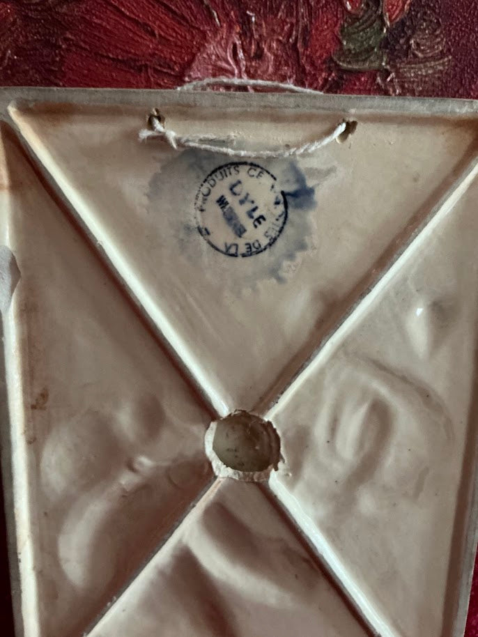 Religie oude wand plaquette kerstgroep kerstmis