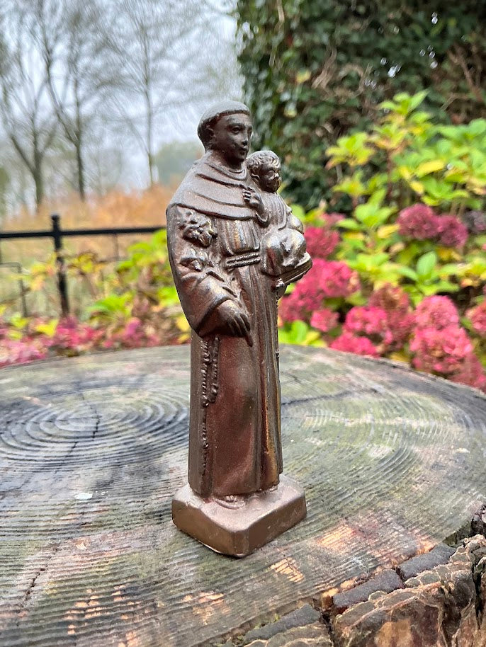 Mooi koper/bronzen heiligenbeeldje St Anthonius