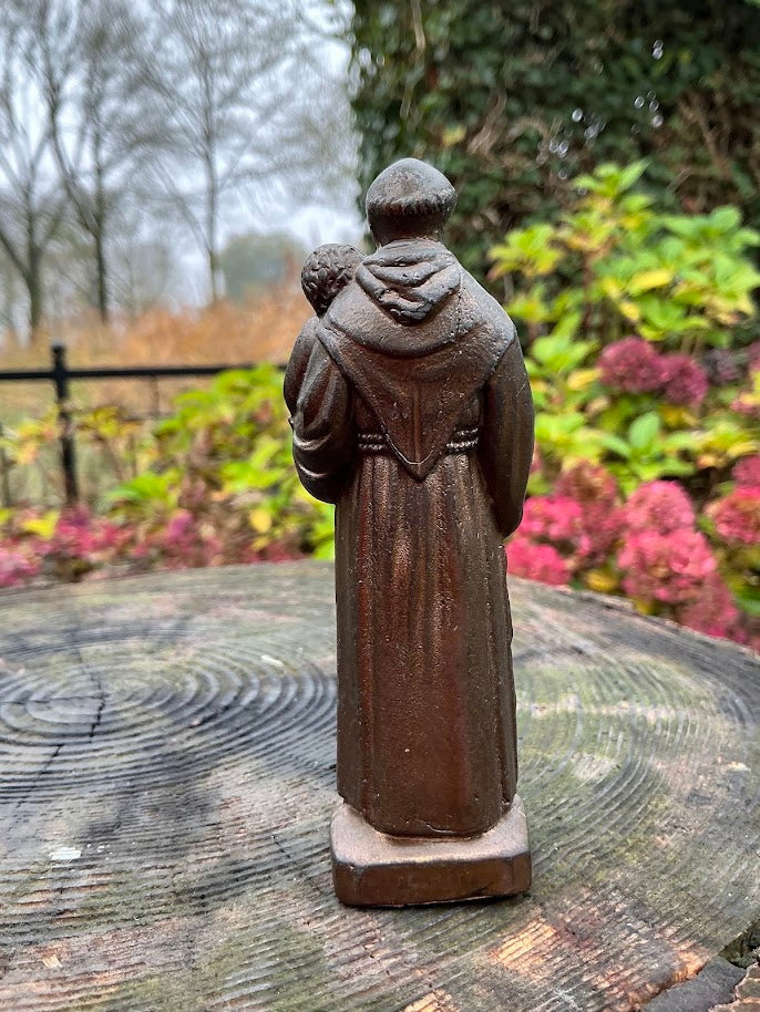 Mooi koper/bronzen heiligenbeeldje St Anthonius
