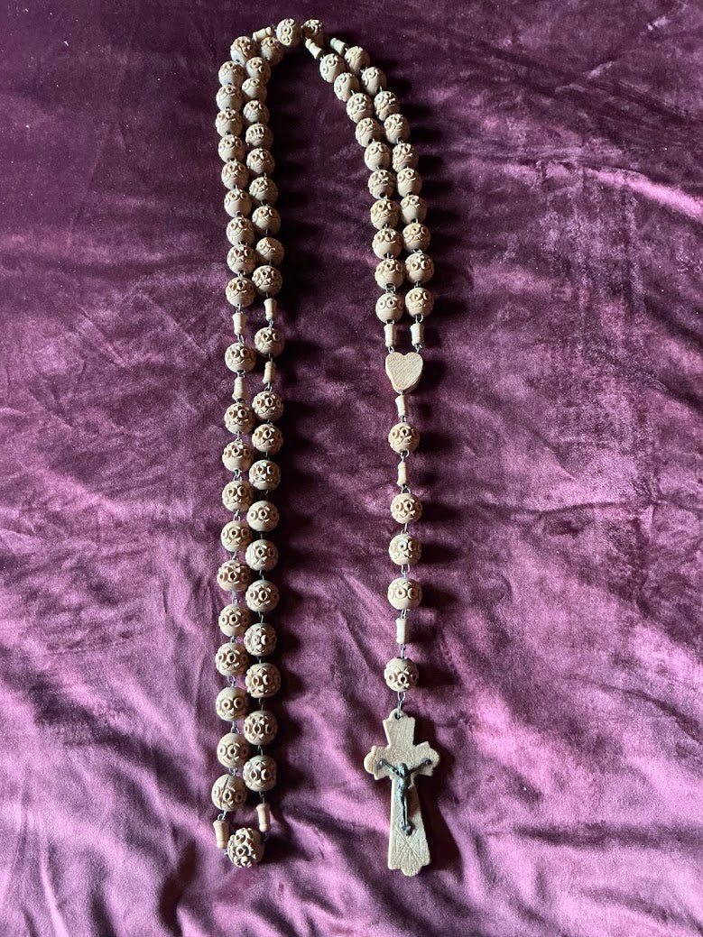 Old Wooden French Rosary Prayer Beads XXL Lourdes