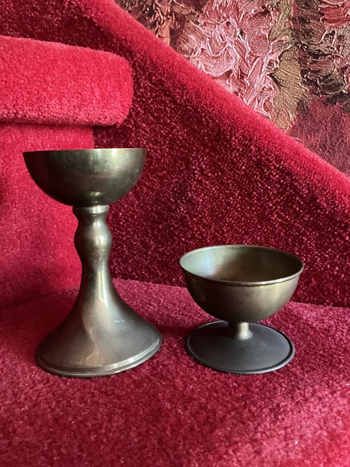 Antieke Koperen Kelk & Ciborie 1920-1930 | Religieus Priester Set | Belgisch Antiek