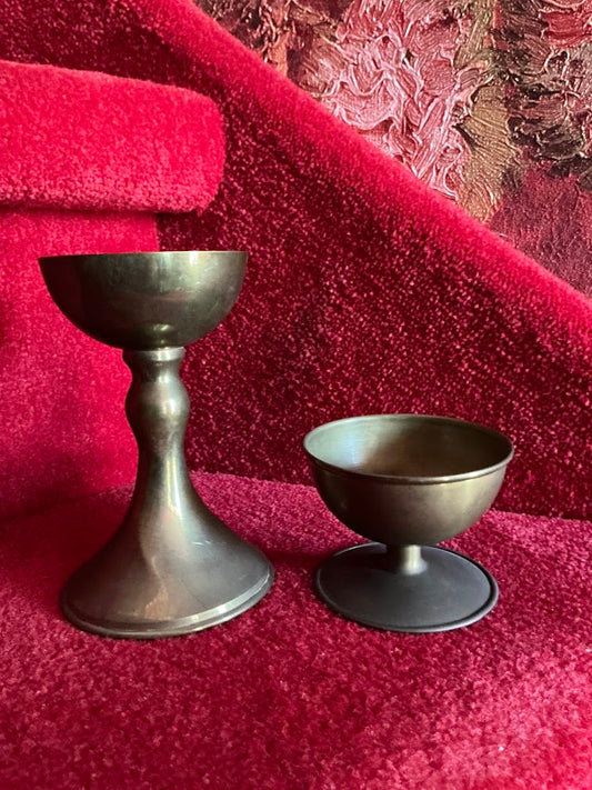 Antieke Koperen Kelk & Ciborie 1920-1930 | Religieus Priester Set | Belgisch Antiek