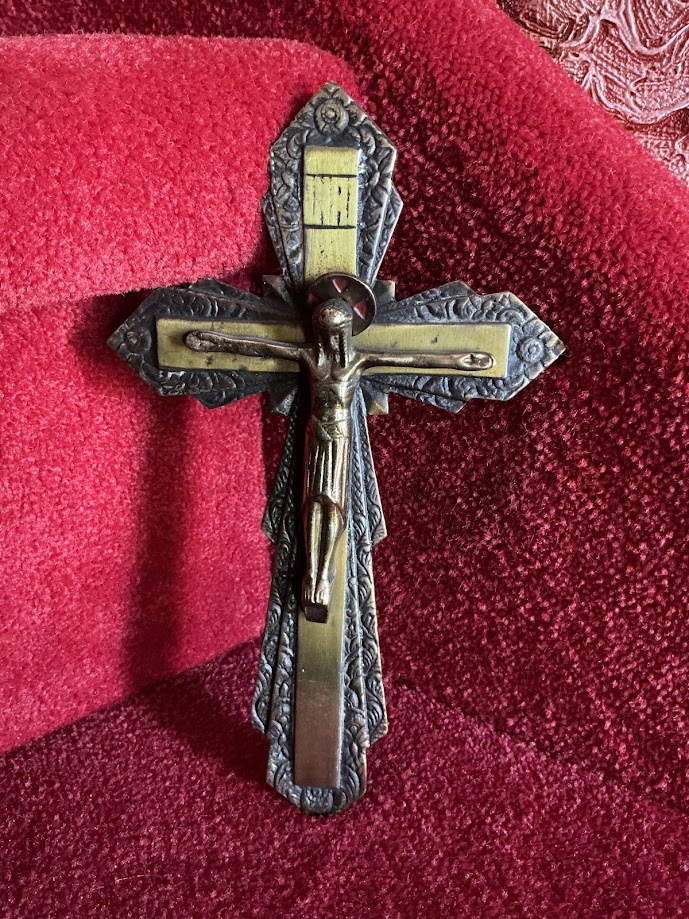 Antiek Bronzen Kruisbeeld 1800 | INRI Jezus Corpus 21cm | Religieus Historisch Kunstwerk