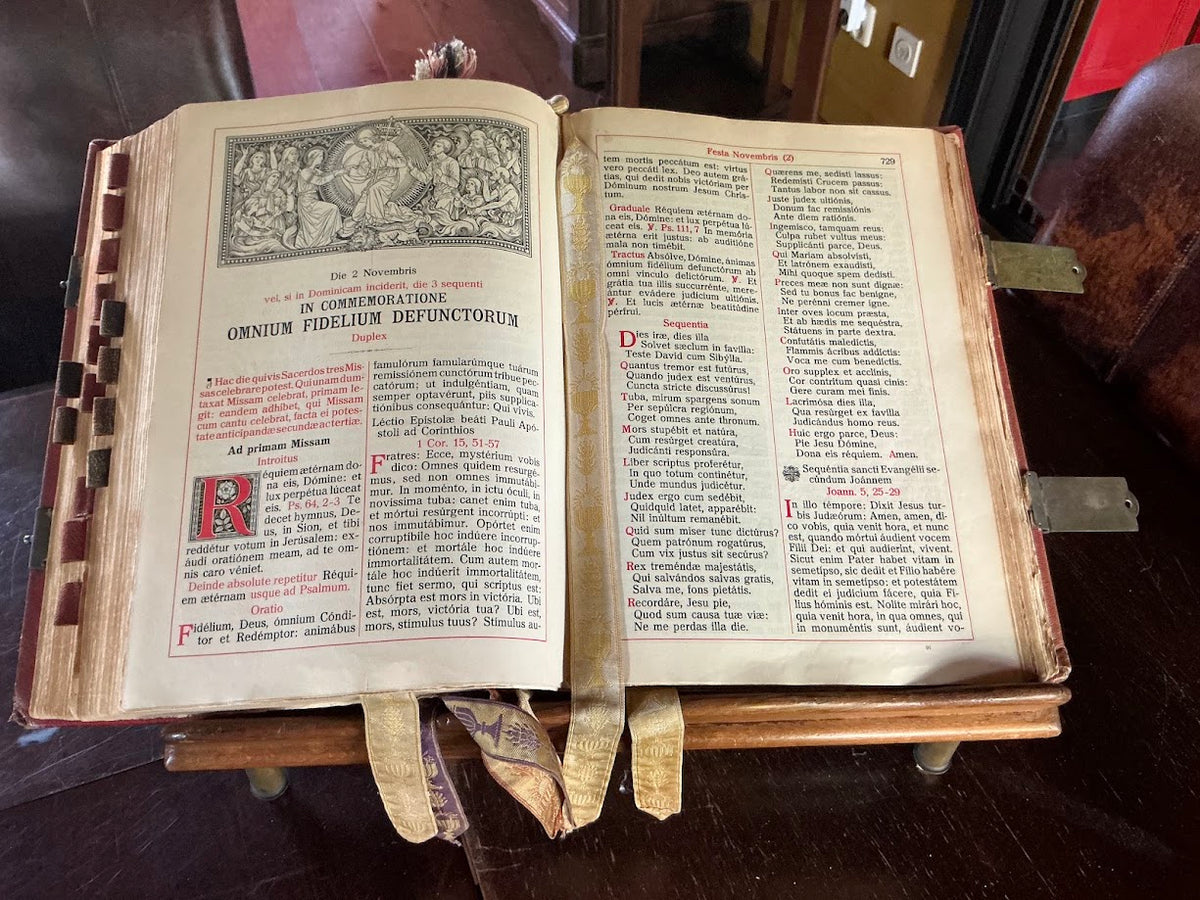 Antiquarisch Missale Romanum 1920 | Rood Leder Gouden Opdruk | Latijns Kerkboek 35cm