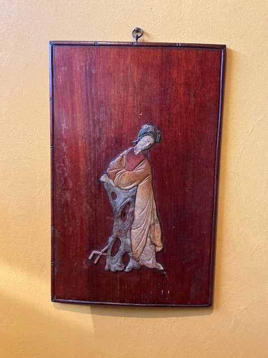 Oud houten Japans wandbord Japanse Geisha