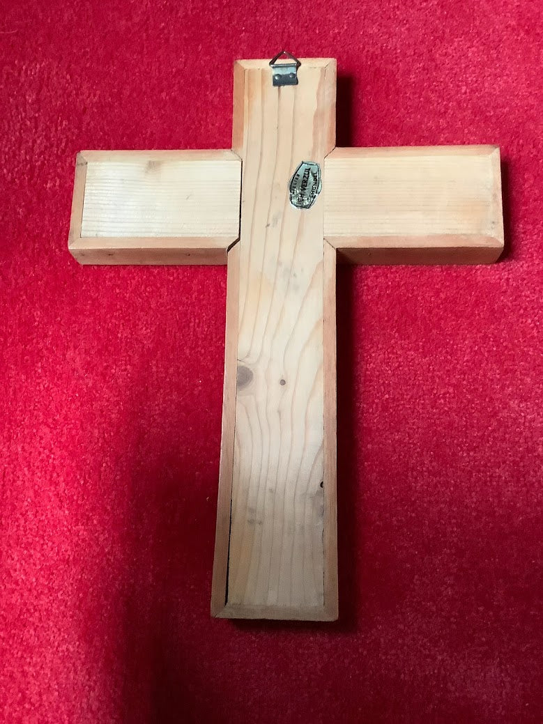Prachtig Opaline gebrandschilderd kruis Jezus INRI