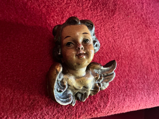 Antieke houten gevleugelde engel putti cherubijn