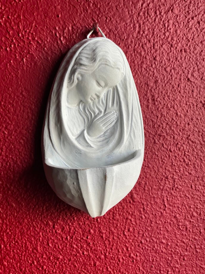 Antiek Frans wijwatervaatje Biddende Maria