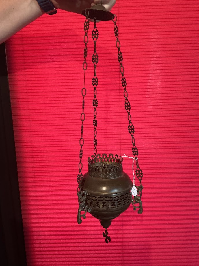 Antieke Franse koperen godslamp Kerk