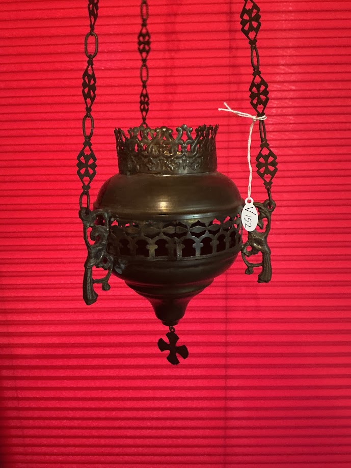 Antieke Franse koperen godslamp Kerk