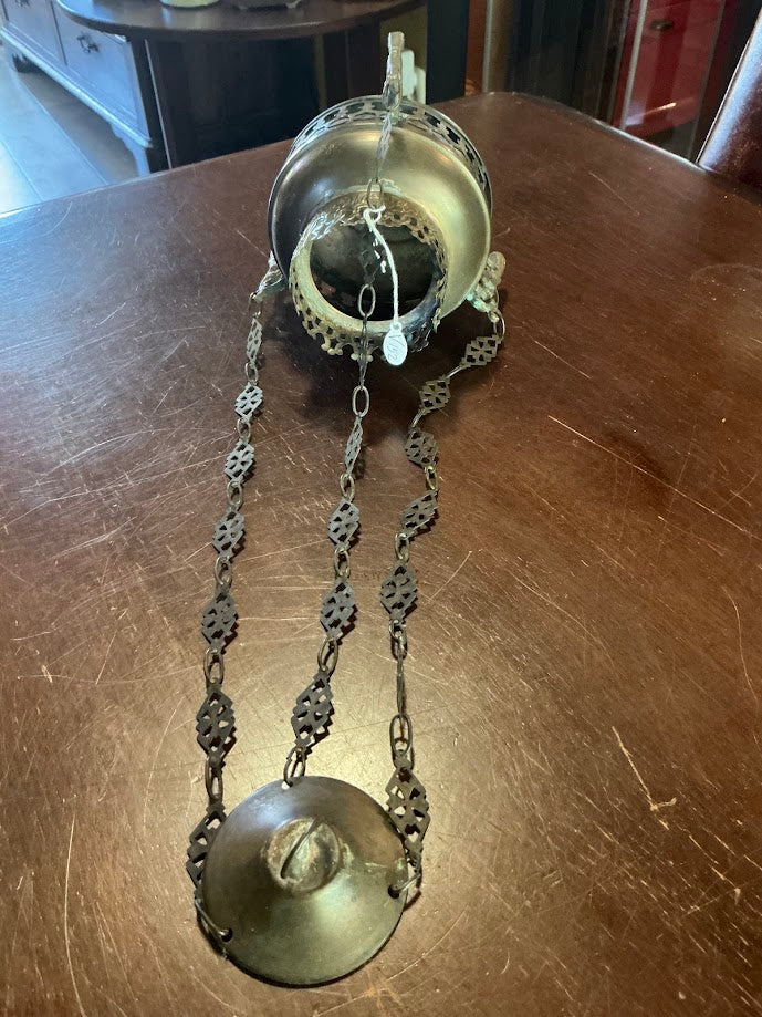 Antieke Franse koperen godslamp Kerk