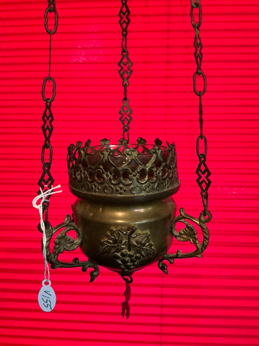 Antique Ecclesiastical Sanctuary Lamp with Bunches of Grapes