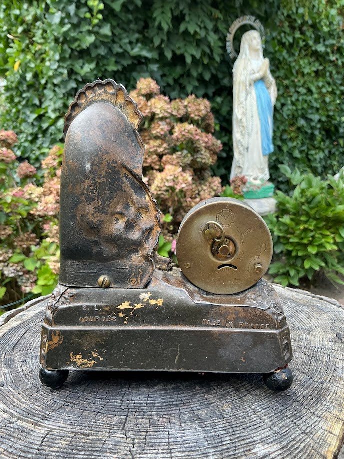 Oud Frans Lourdes Muziekdoosje met Klokje