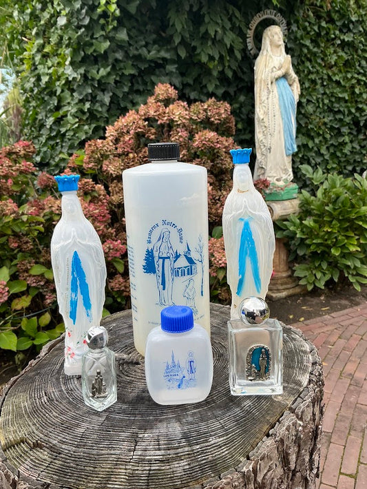 Lote (6) botellas de agua bendita de Lourdes