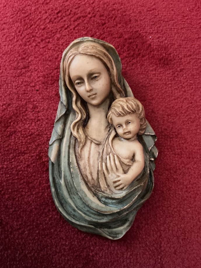 Wandbeeld Maria met kindje binnen/buiten
