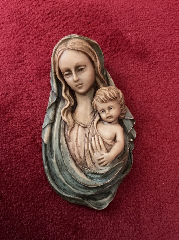 Wandbeeld Maria met kindje binnen/buiten