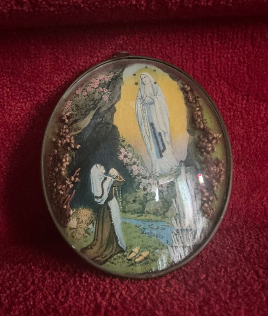 Zeldzaam Frans souvenier Bolglas Maria Bernadette Lourdes