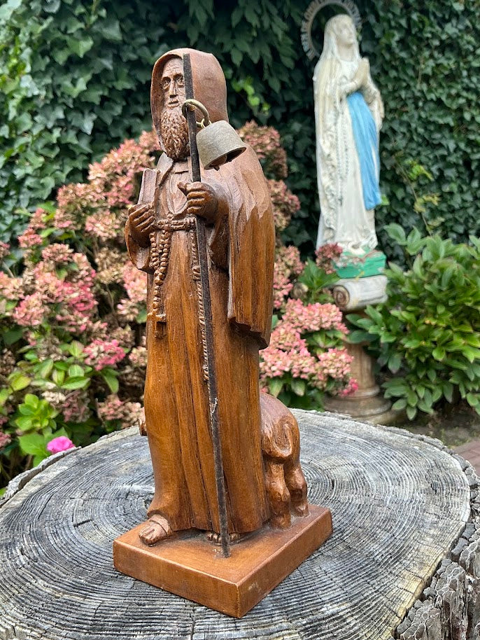 Única imagen de madera de San Antonio Abad con cerdo