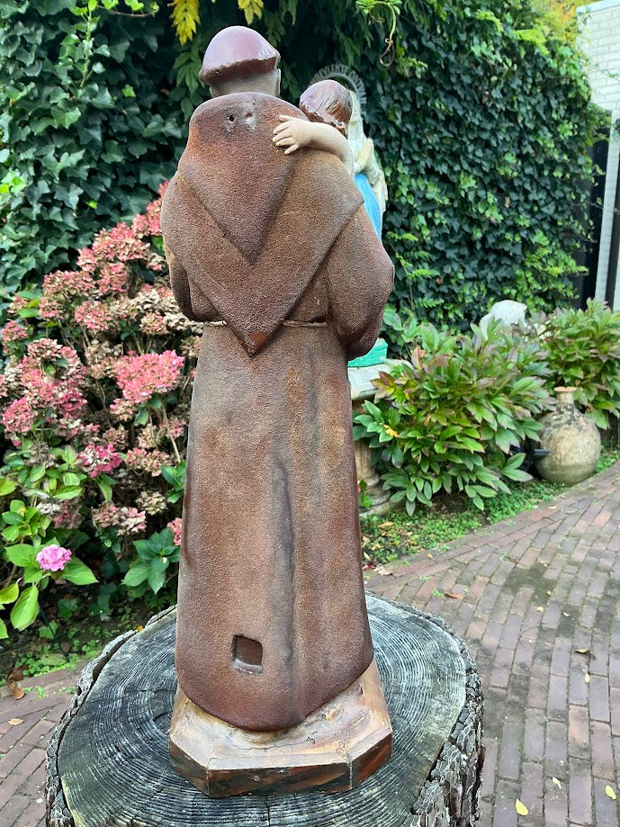 Seltene Olot-Heiligenfigur des heiligen Antonius mit dem Jesuskind