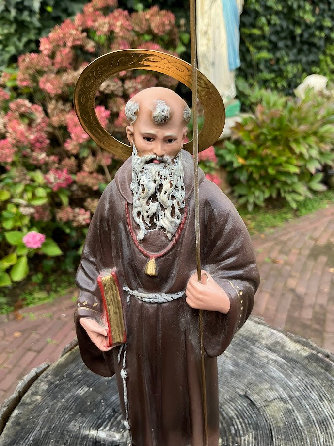 Belgian statue of Saint Anthony the Abbot with a pig