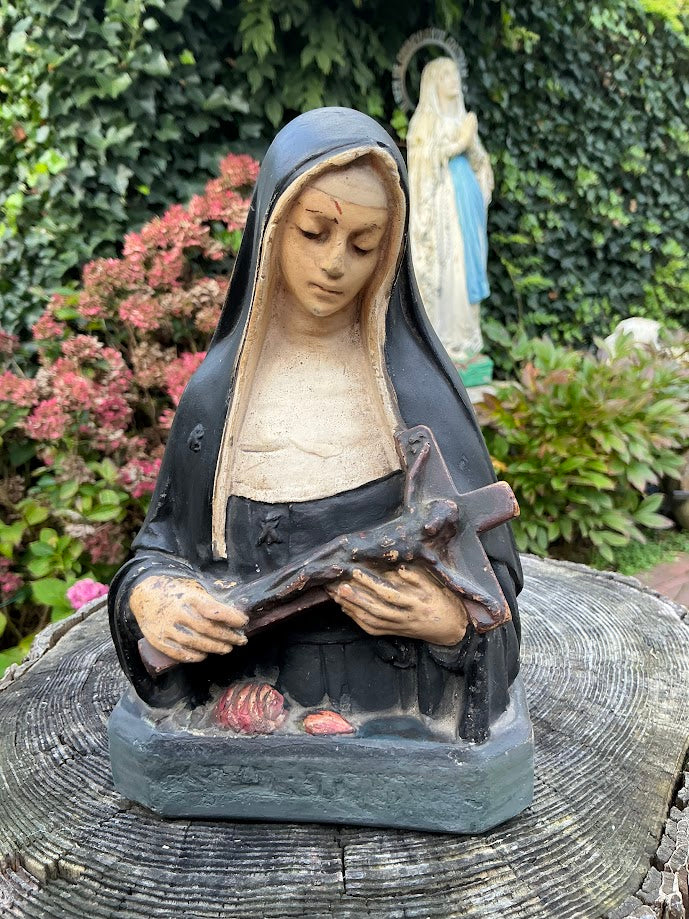 Antique French statue of Saint Rita, bust