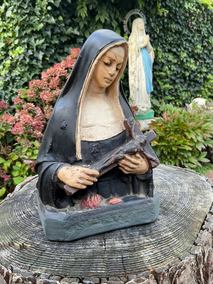 Antique French statue of Saint Rita, bust