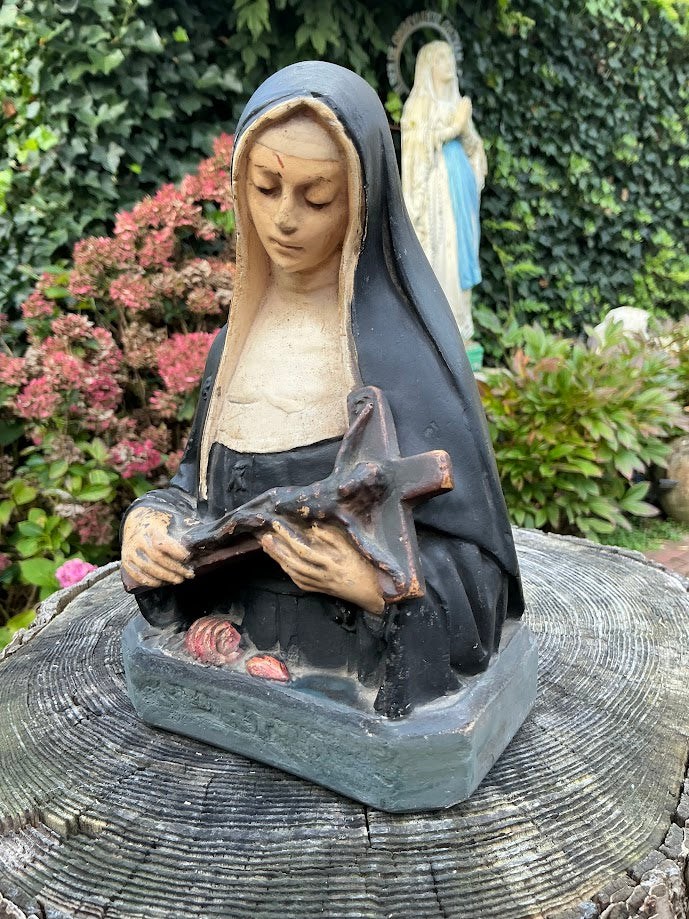 Antique French statue of Saint Rita, bust
