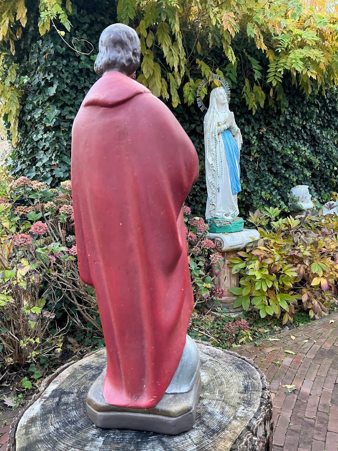 Antiek heiligenbeeld van de Heilige Donatius – beschermheilige bij onweer – gipsen beeld uit jaren ’30 – religieus erfstuk